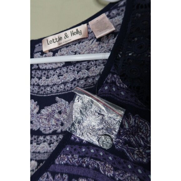 Band Of Gypsies Lottie & Holly Floral Romper Floral Blue Purple Boho Med NWOT - Picture 8 of 8